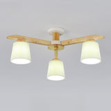 Large Fabric Cylinder Semi-Flush Mount Lamp 6-Light Image - 6
