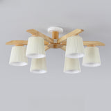Large Fabric Cylinder Semi-Flush Mount Lamp 6-Light Image - 7