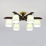 Large Fabric Cylinder Semi-Flush Mount Lamp 6-Light Image - 9