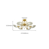 Large Ginkgo Leaf Glass Gold Semi-Flush Mount Light Image - 16