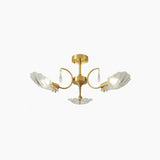 Large Ginkgo Leaf Glass Gold Semi-Flush Mount Light Image - 6