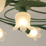 Large Green Branch Floral Semi-Flush Mount Ceiling Lamp Image - 10