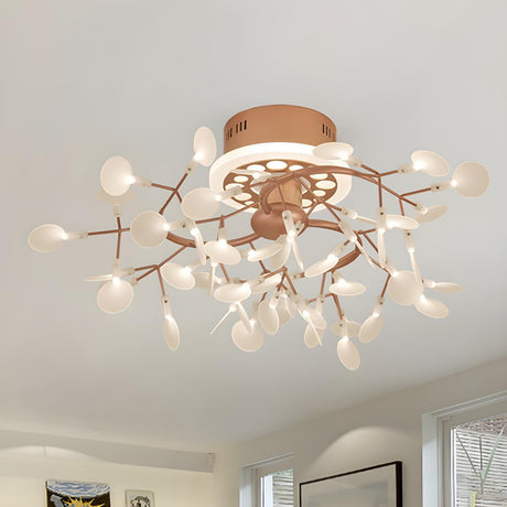 Large Rose Gold Multi-Head Branch Semi-Flush Mount Lamp Image - 1