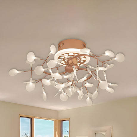 Large Rose Gold Multi-Head Branch Semi-Flush Mount Lamp Image - 2