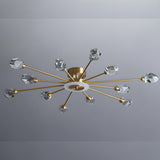 Large Starburst Crystal Semi-Flush Mount Light 17-Light Image - 10
