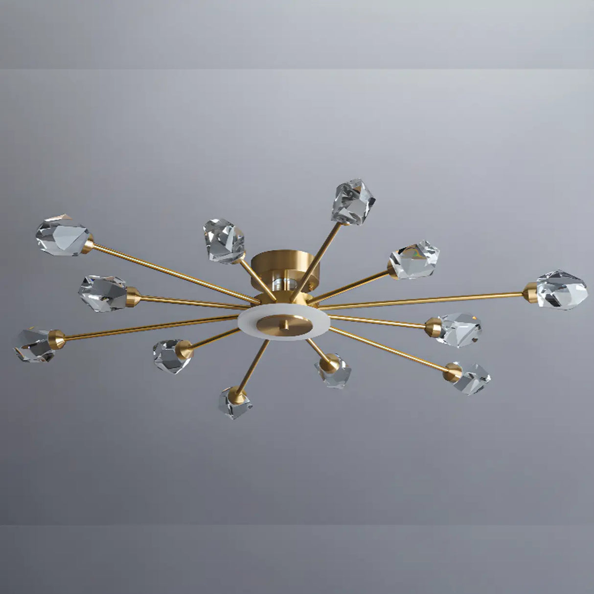 Large Starburst Crystal Semi-Flush Mount Light 17-Light Image - 10