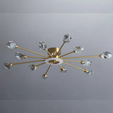 Large Starburst Crystal Semi-Flush Mount Light 17-Light Image - 10
