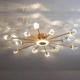 Large Starburst Crystal Semi-Flush Mount Light 17-Light Image - 11