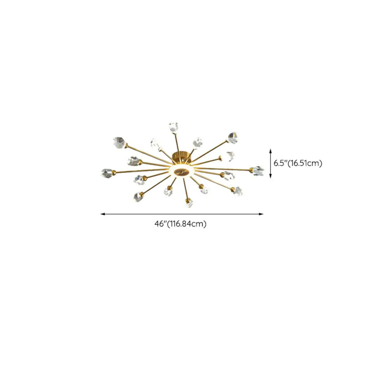 Large Starburst Crystal Semi-Flush Mount Light 17-Light Image - 19