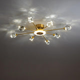 Large Starburst Crystal Semi-Flush Mount Light 17-Light Image - 7
