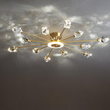 Large Starburst Crystal Semi-Flush Mount Light 17-Light Image - 8