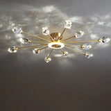 Large Starburst Crystal Semi-Flush Mount Light 17-Light Image - 8