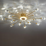 Large Starburst Crystal Semi-Flush Mount Light 17-Light Image - 9