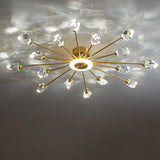 Large Starburst Crystal Semi-Flush Mount Light 17-Light Image - 9
