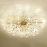 Large Starburst Gold Flush Mount Light Living Room Image - 15