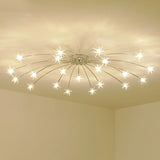 Large Starburst Gold Flush Mount Light Living Room Image - 22