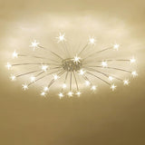 Large Starburst Gold Flush Mount Light Living Room Image - 23