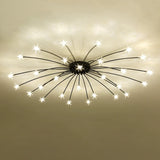 Large Starburst Gold Flush Mount Light Living Room Image - 8