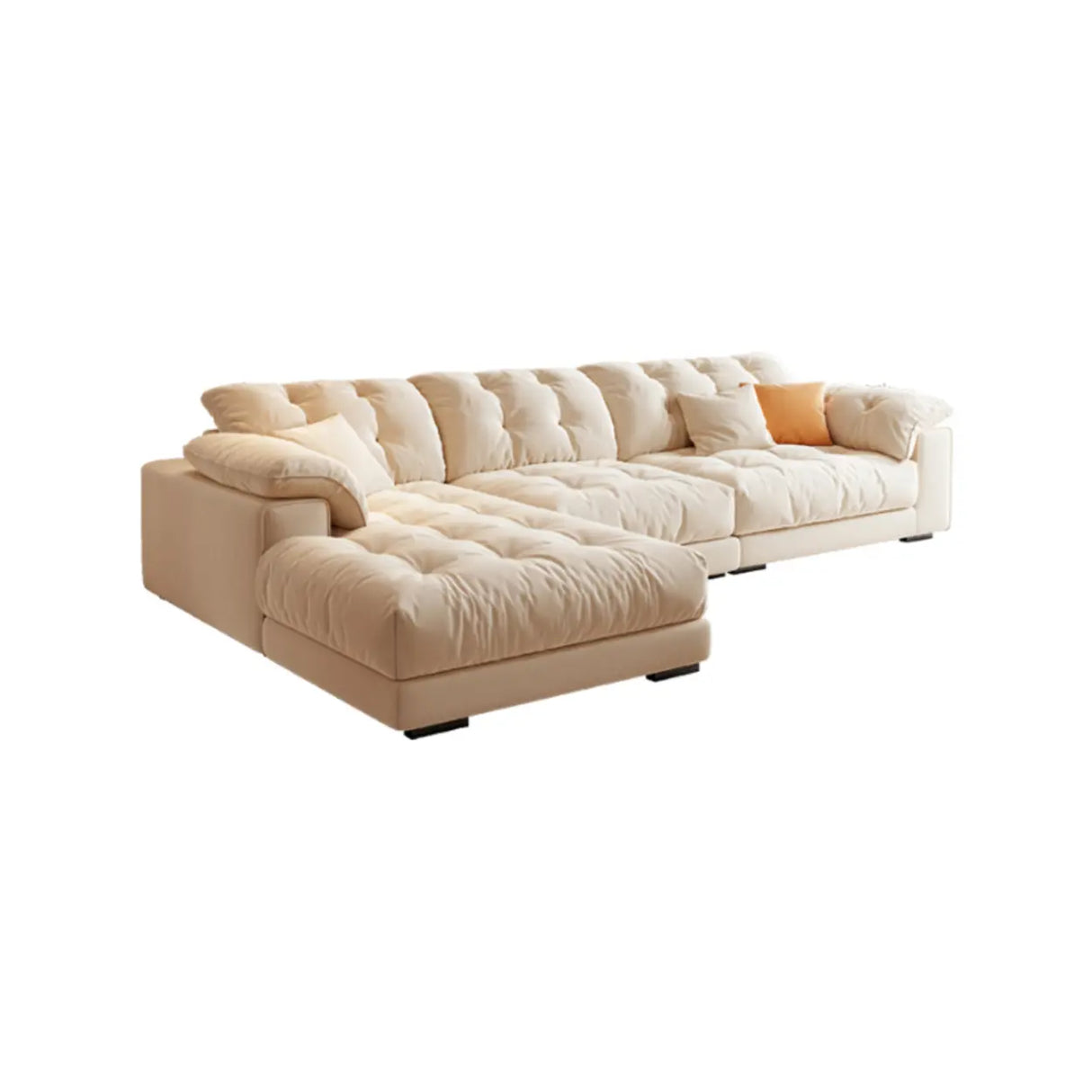 Large Stationary Tufted Tech Cloth Recliner Sofa Chaise Image - 3