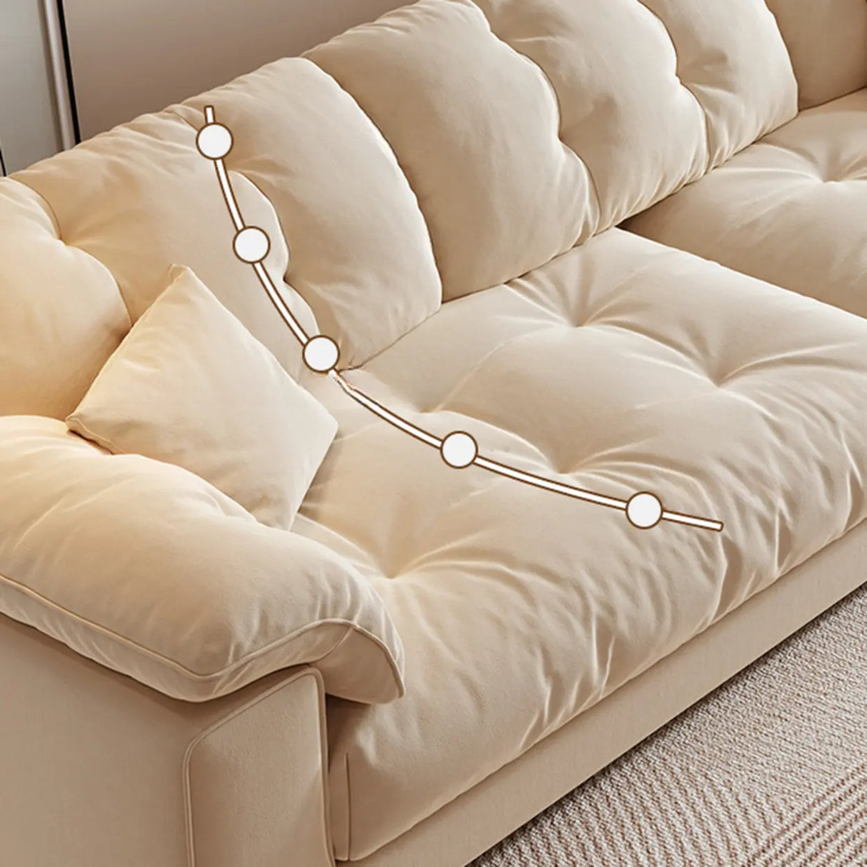 Large Stationary Tufted Tech Cloth Recliner Sofa Chaise Image - 6