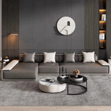 Large Tech Cloth Pillow Back L-Shape Sofa Chaise Image - 3