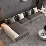 Large Tech Cloth Pillow Back L-Shape Sofa Chaise Image - 5