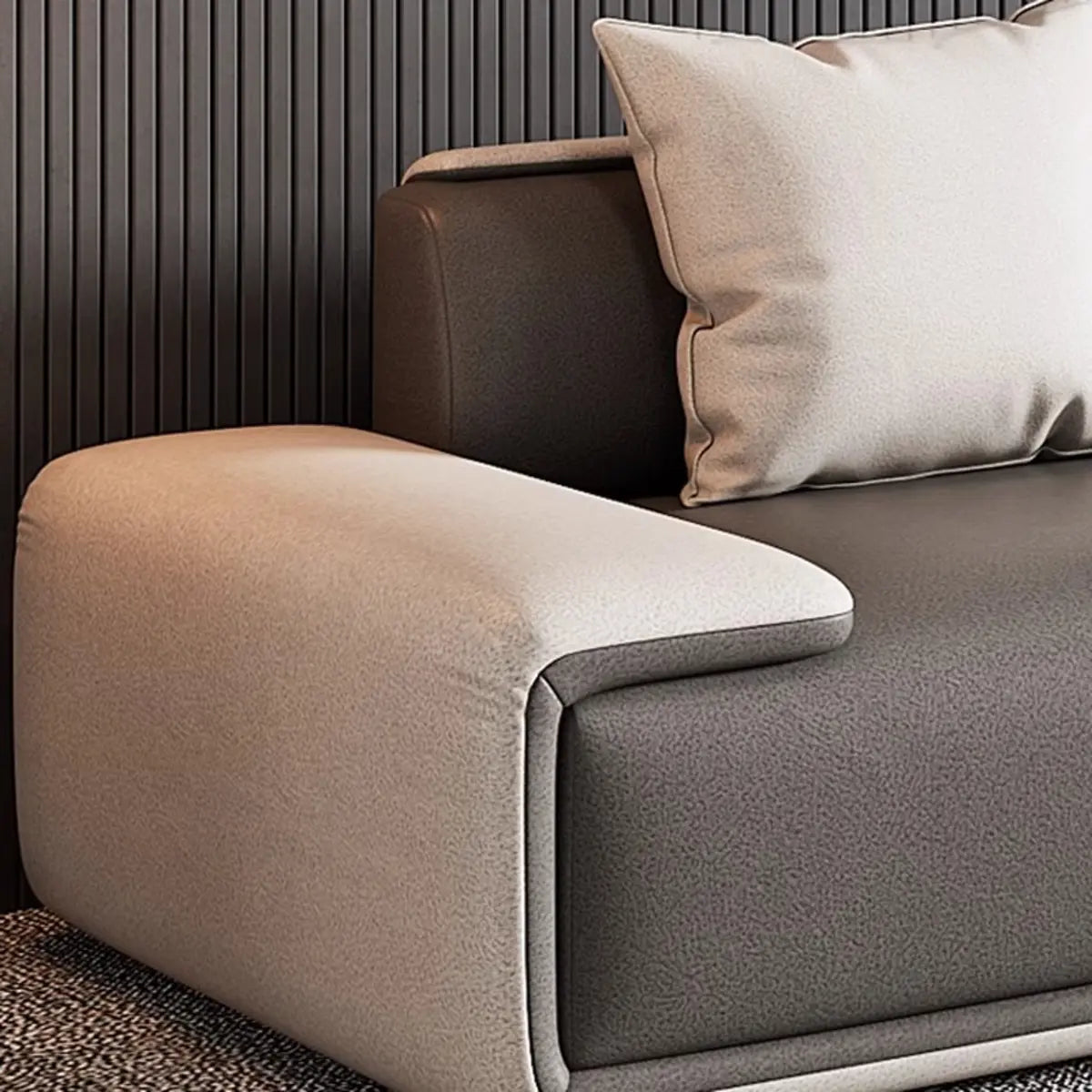 Large Tech Cloth Pillow Back L-Shape Sofa Chaise Image - 6