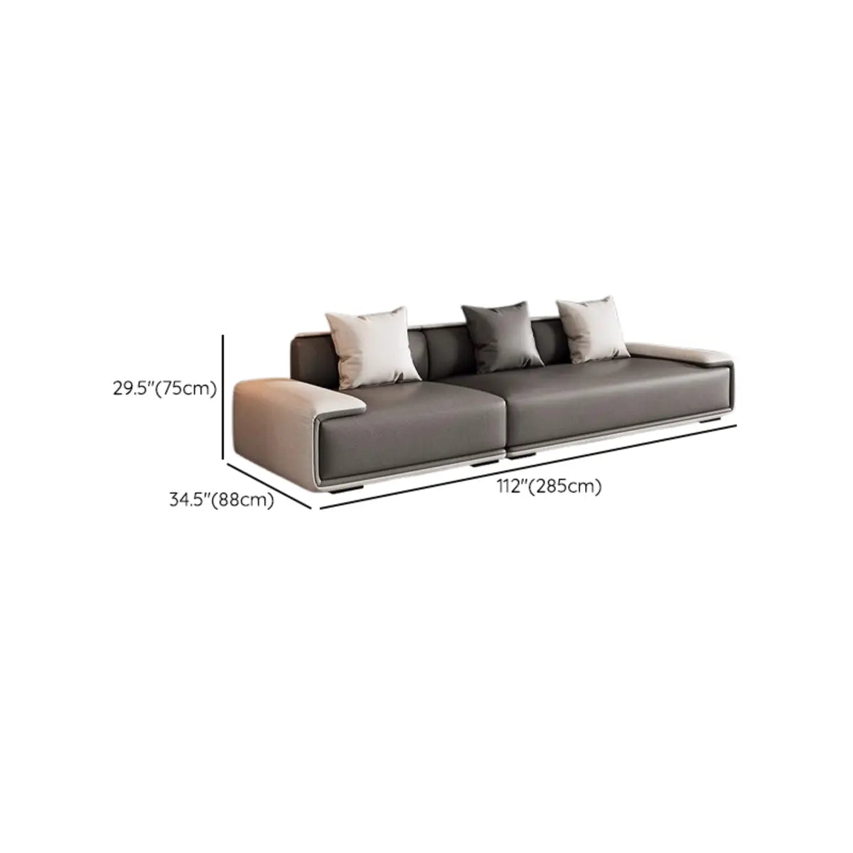 Large Tech Cloth Pillow Back L-Shape Sofa Chaise Image - 9