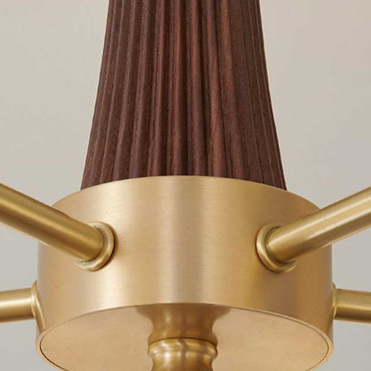 Large Walnut Oblate Glass Semi-Flush Mount Lamp 5-Light Image - 11