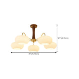 Large Walnut Oblate Glass Semi-Flush Mount Lamp 5-Light Image - 13
