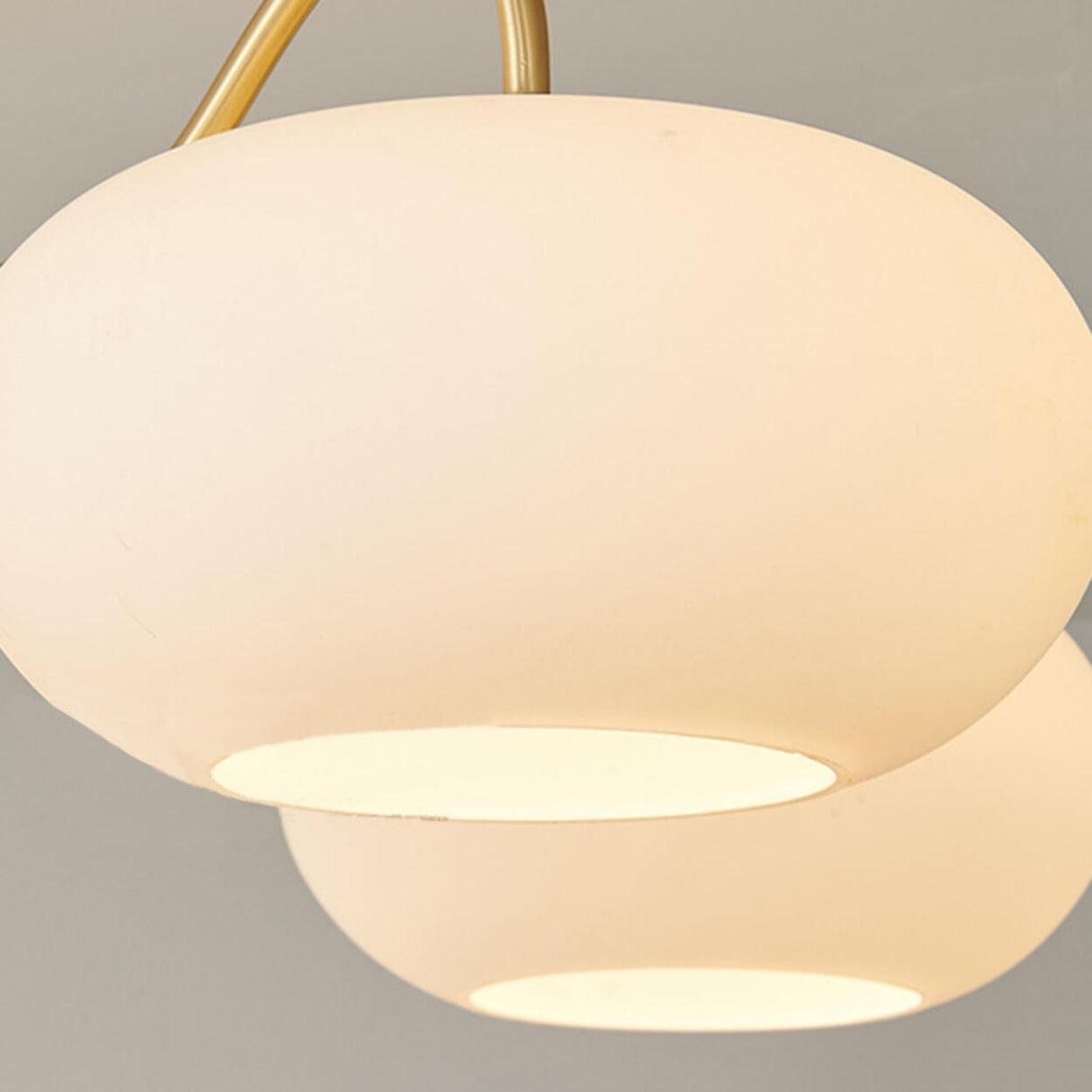 Large Walnut Oblate Glass Semi-Flush Mount Lamp 5-Light Image - 9