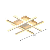 Large White Cross Beam LED Flush Mount Ceiling Light #size