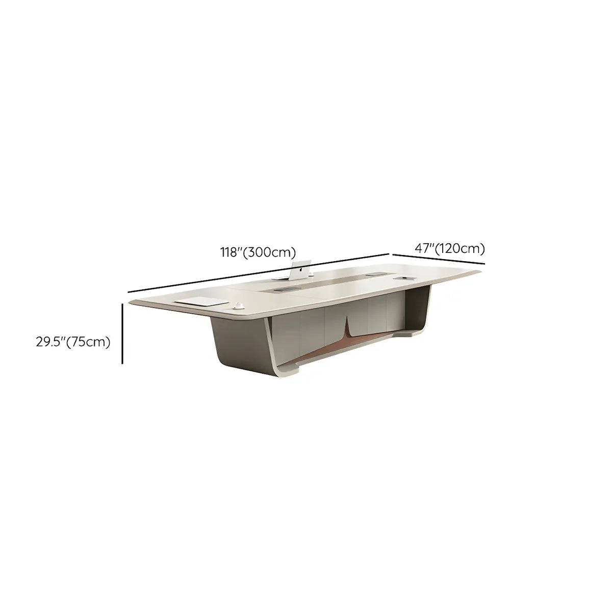 Large Wooden Rectangle Office Conference Desk for 12 Image - 10