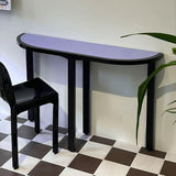 Lavender Accent Half-Moon Wood Standard Console Table Image - 4