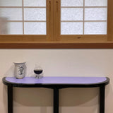 Lavender Accent Half-Moon Wood Standard Console Table Image - 7