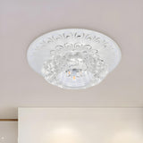 Layered Round Clear Crystal Flower LED Flush Mount Lamp Image - 2