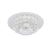 Layered Round Clear Crystal Flower LED Flush Mount Lamp Image - 3