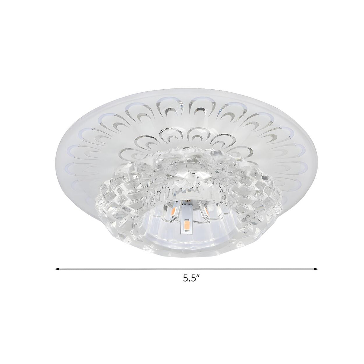 Layered Round Clear Crystal Flower LED Flush Mount Lamp Image - 4