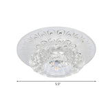 Layered Round Clear Crystal Flower LED Flush Mount Lamp Image - 4