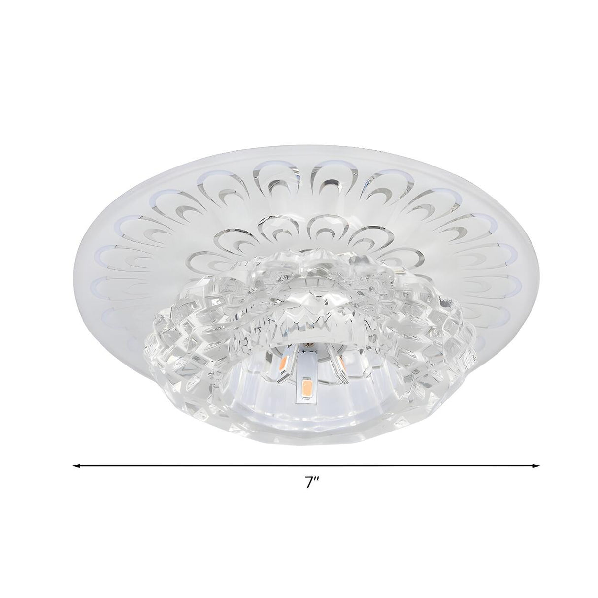 Layered Round Clear Crystal Flower LED Flush Mount Lamp Image - 5