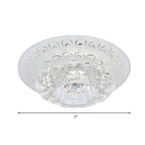 Layered Round Clear Crystal Flower LED Flush Mount Lamp Image - 5