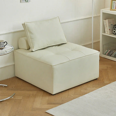 Lazy Sofa Modern White Tofu Block Square Accent Chair Image - 13