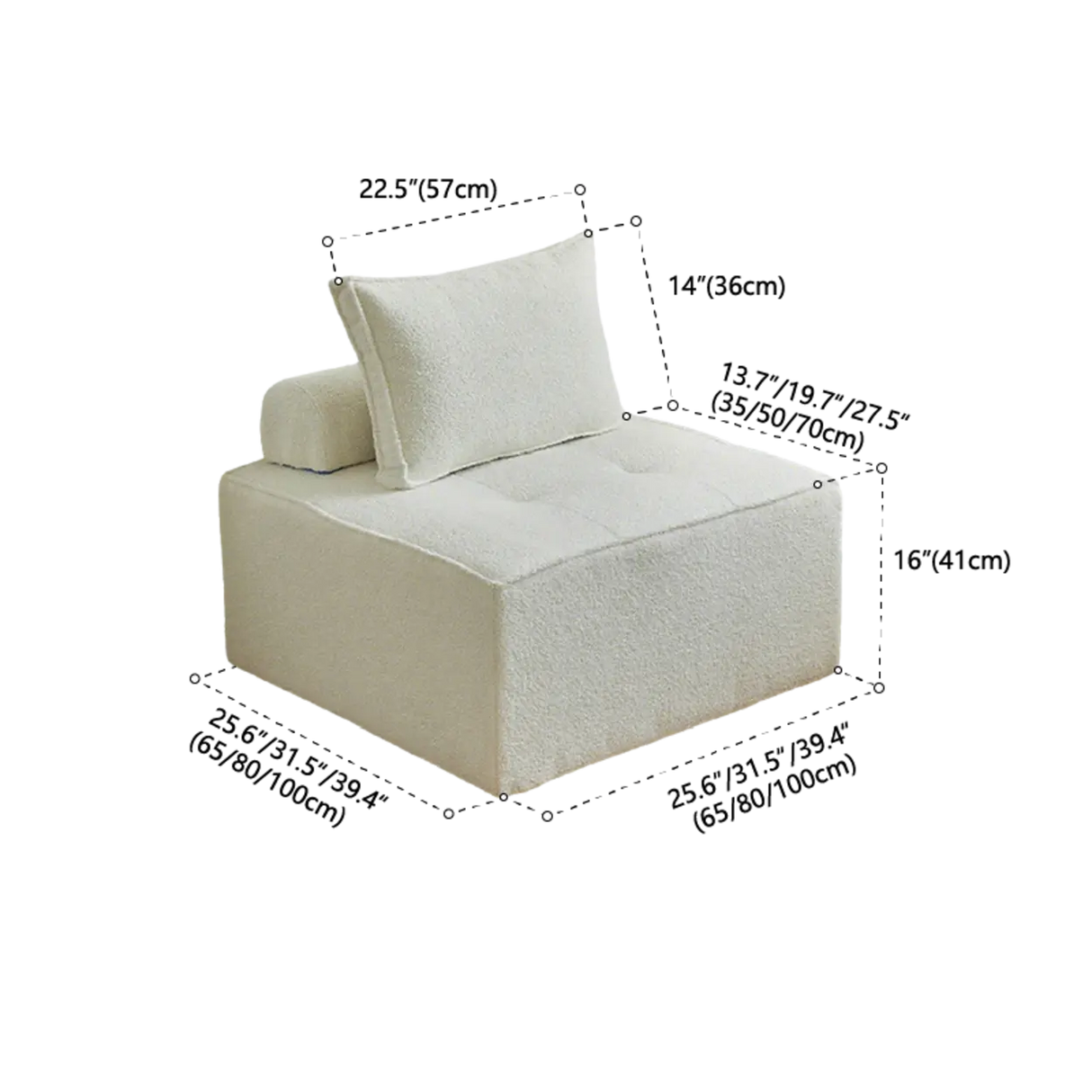 Lazy Sofa Modern White Tofu Block Square Accent Chair 