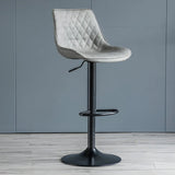 Leather Adjustable Iron Bucket Swivel Counter Bar Stool Image - 19