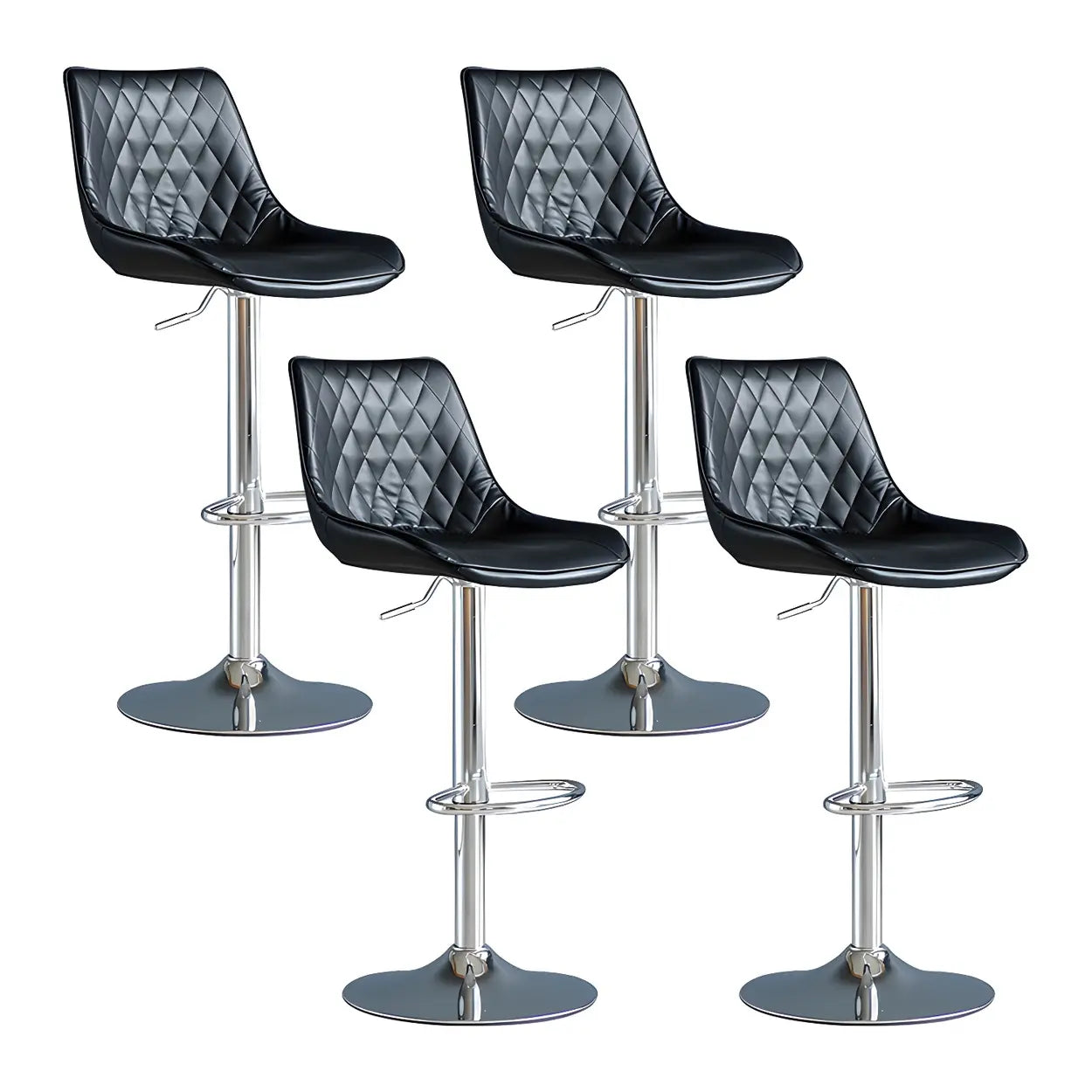 Leather Adjustable Iron Bucket Swivel Counter Bar Stool Image - 35