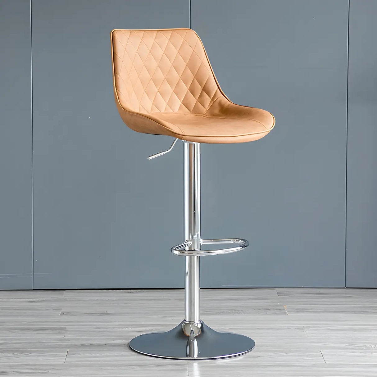 Leather Adjustable Iron Bucket Swivel Counter Bar Stool Image - 39