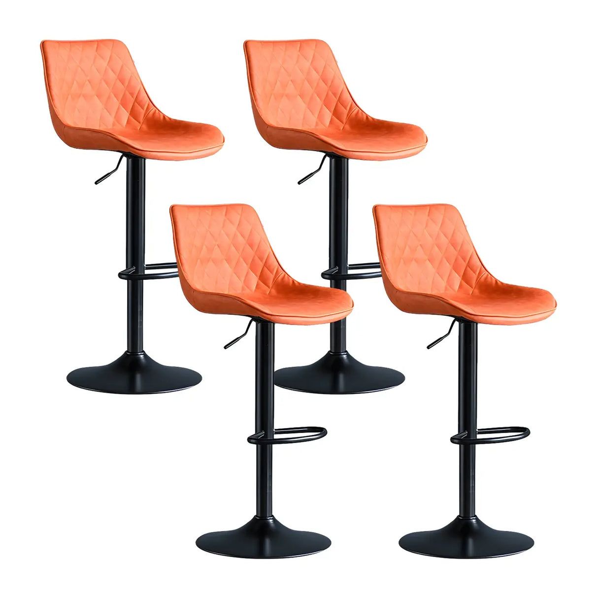 Leather Adjustable Iron Bucket Swivel Counter Bar Stool Image - 50