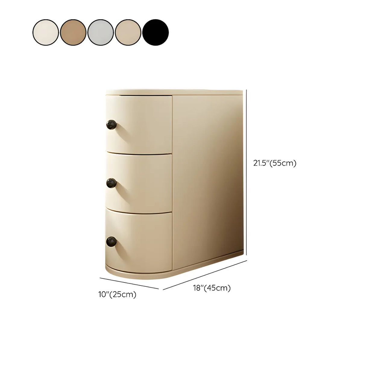 Leather Countertop Kids Nightstand with Three Drawers 