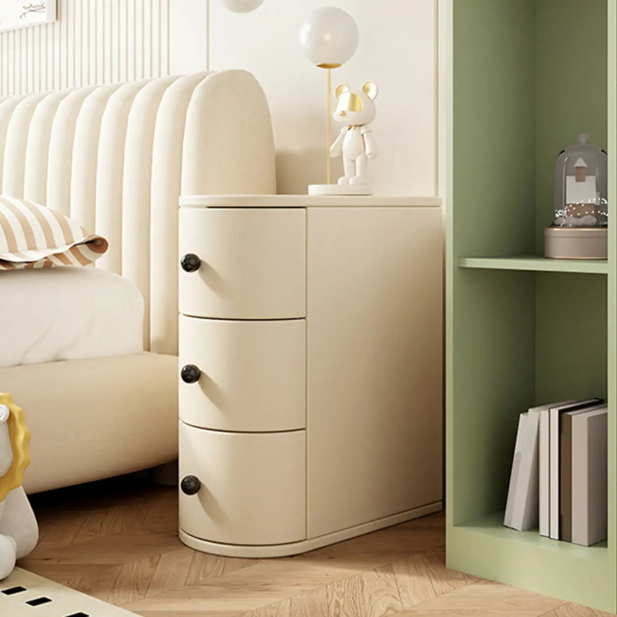 Leather Countertop Kids Nightstand with Three Drawers Image - 2