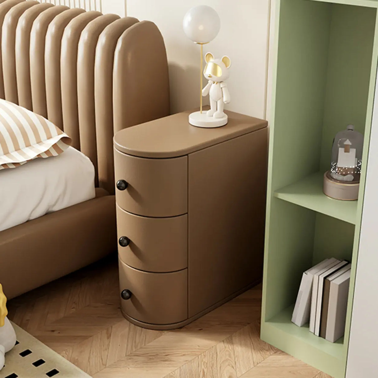 Leather Countertop Kids Nightstand with Three Drawers Image - 3